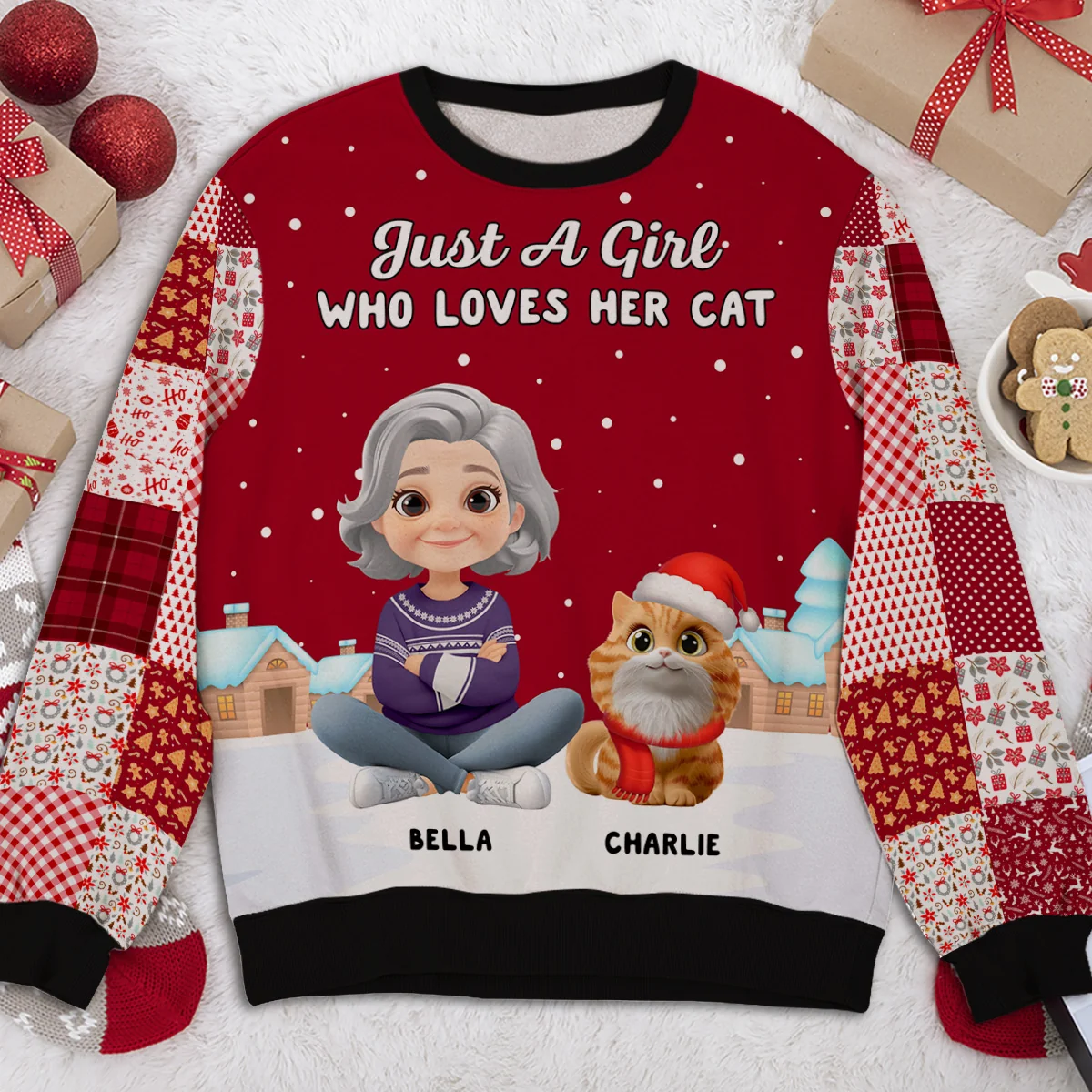 Cat Mom Mum Colorful Square - Personalized Custom All-Over-Print Sweatshirt - Image 2