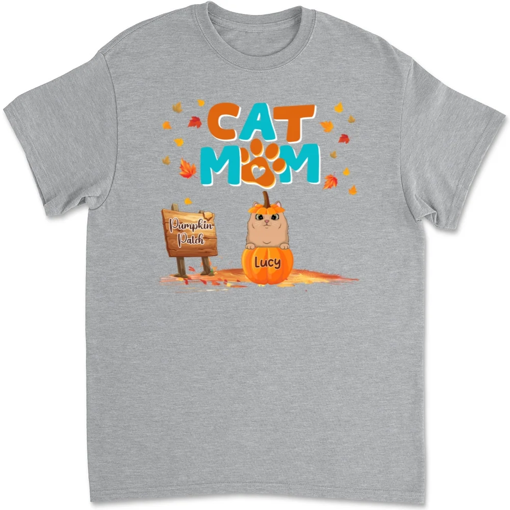 Cat Mom Pumpkin Patch - Personalized Custom Unisex T-Shirt - Image 8