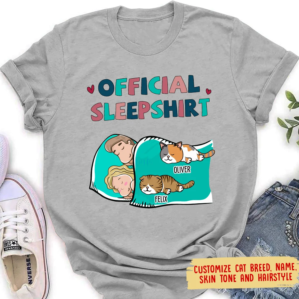 Cat Official Sleepshirt For Couple - Personalized Custom Women's T-shirt