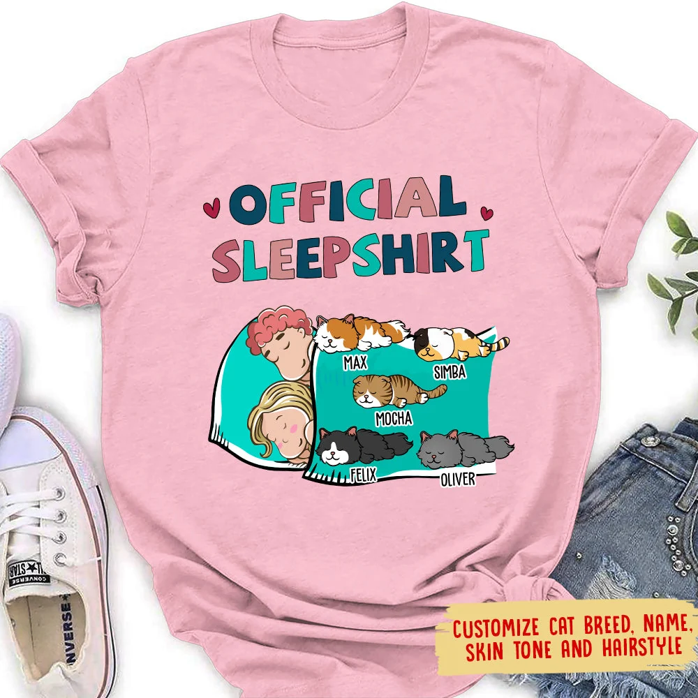 Cat Official Sleepshirt For Couple - Personalized Custom Women's T-shirt - Image 3
