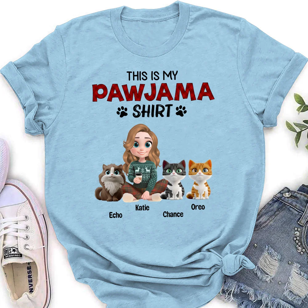 Cat Pawjama Shirt New Style Cartoon - Personalized Custom Women's T-shirt - Image 3