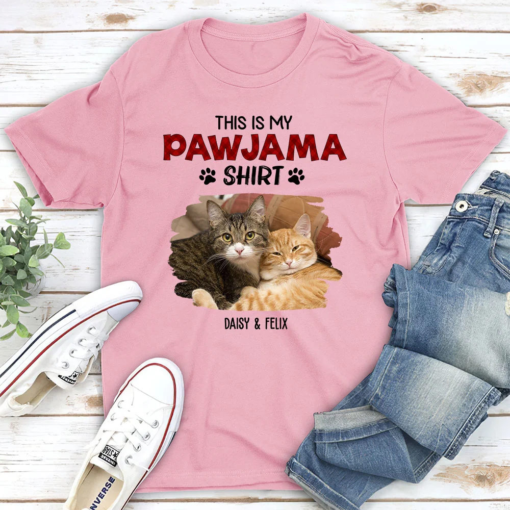 Cat Pawjama Shirt New Style Photo - Personalized Custom Unisex T-Shirt - Image 2