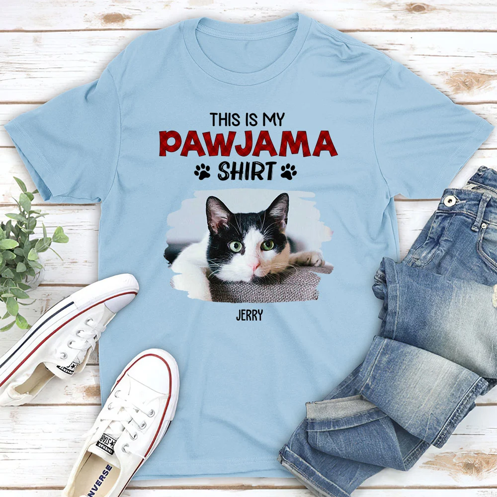 Cat Pawjama Shirt New Style Photo - Personalized Custom Unisex T-Shirt - Image 3