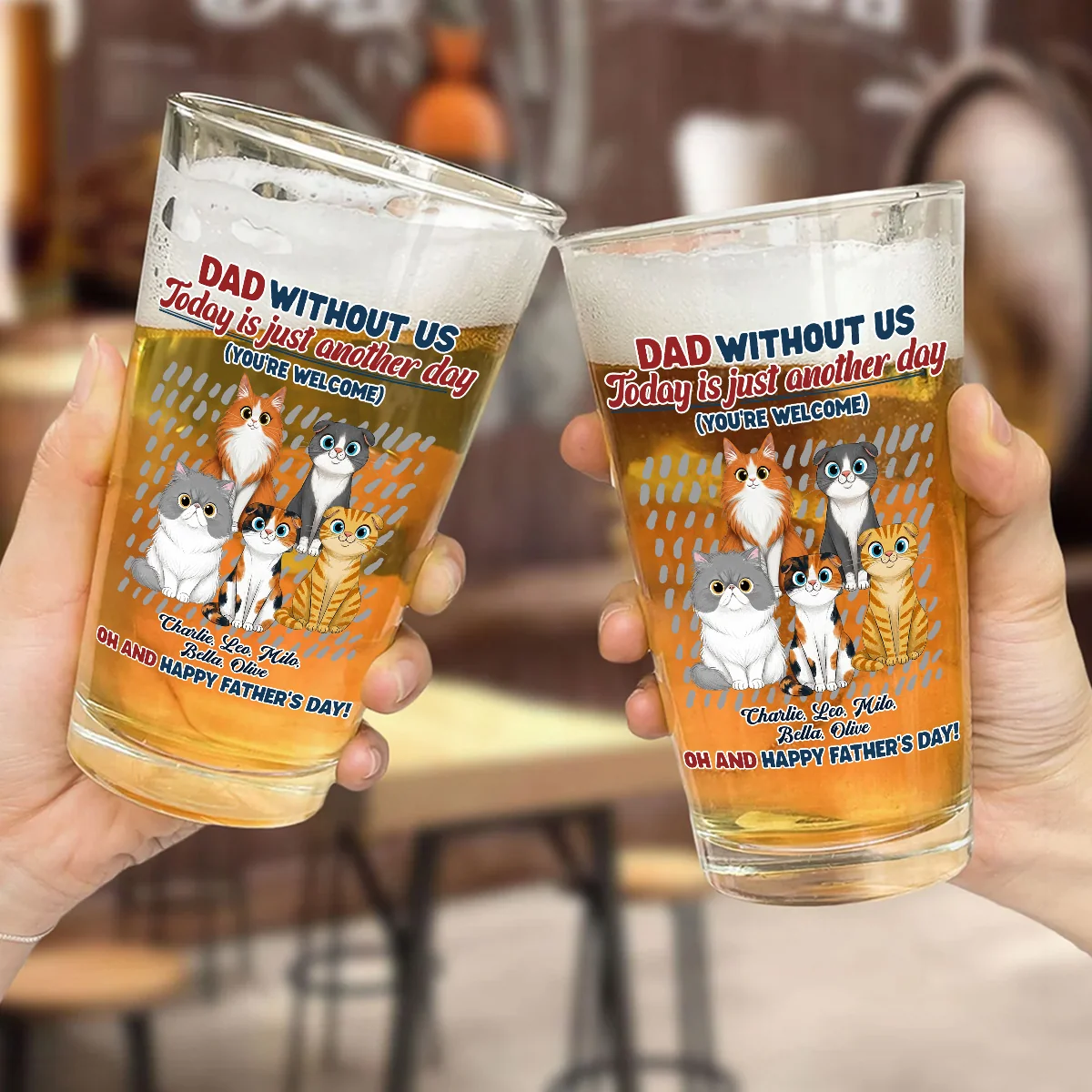 Cat Presence Needed - Personalized Custom Beer Glass - Image 5