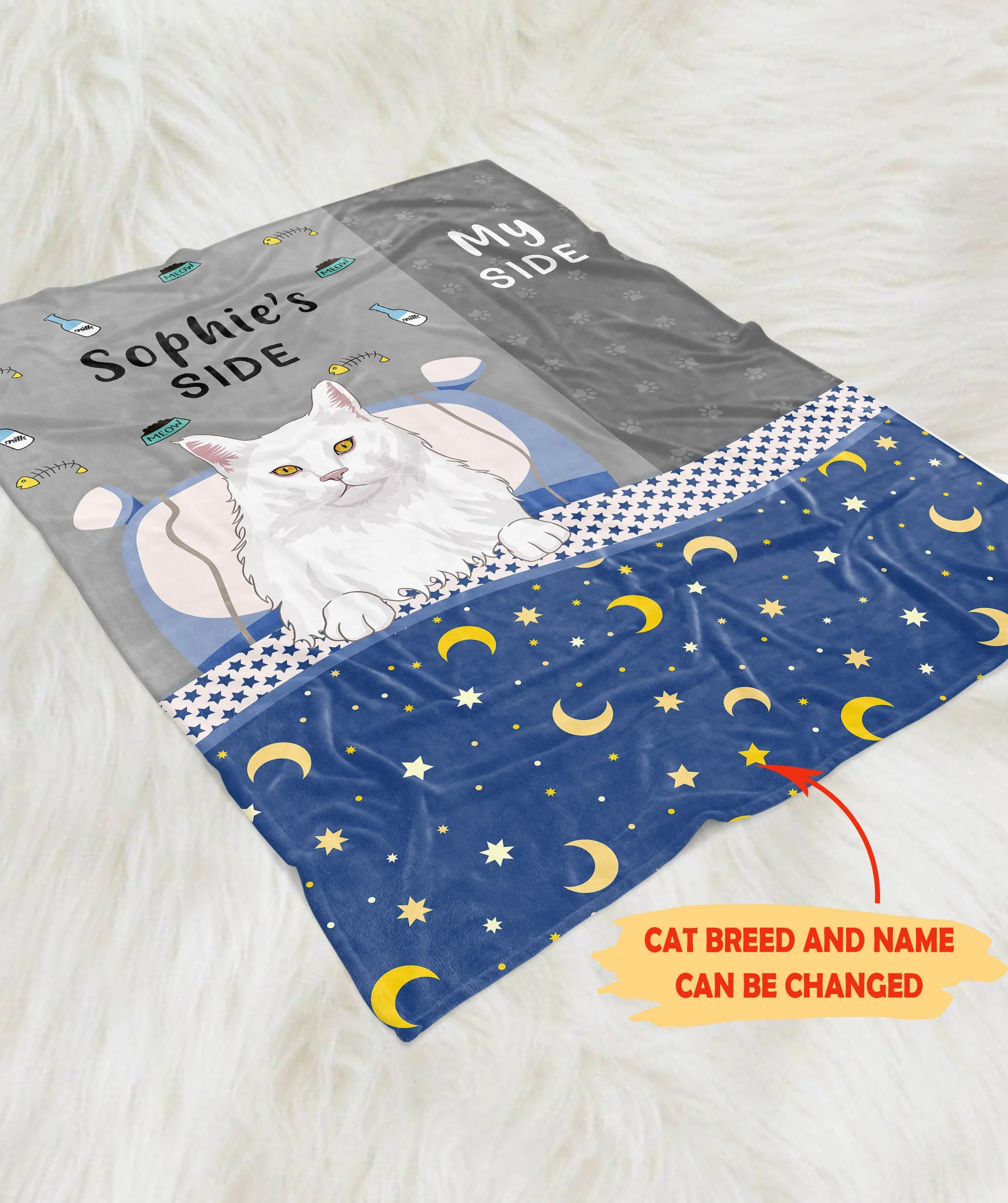 Cat side my side - Personalized custom blanket - Image 3