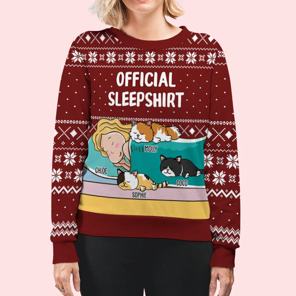 Cat Sleepshirt - Personalized Custom All-Over-Print Sweatshirt - Image 3