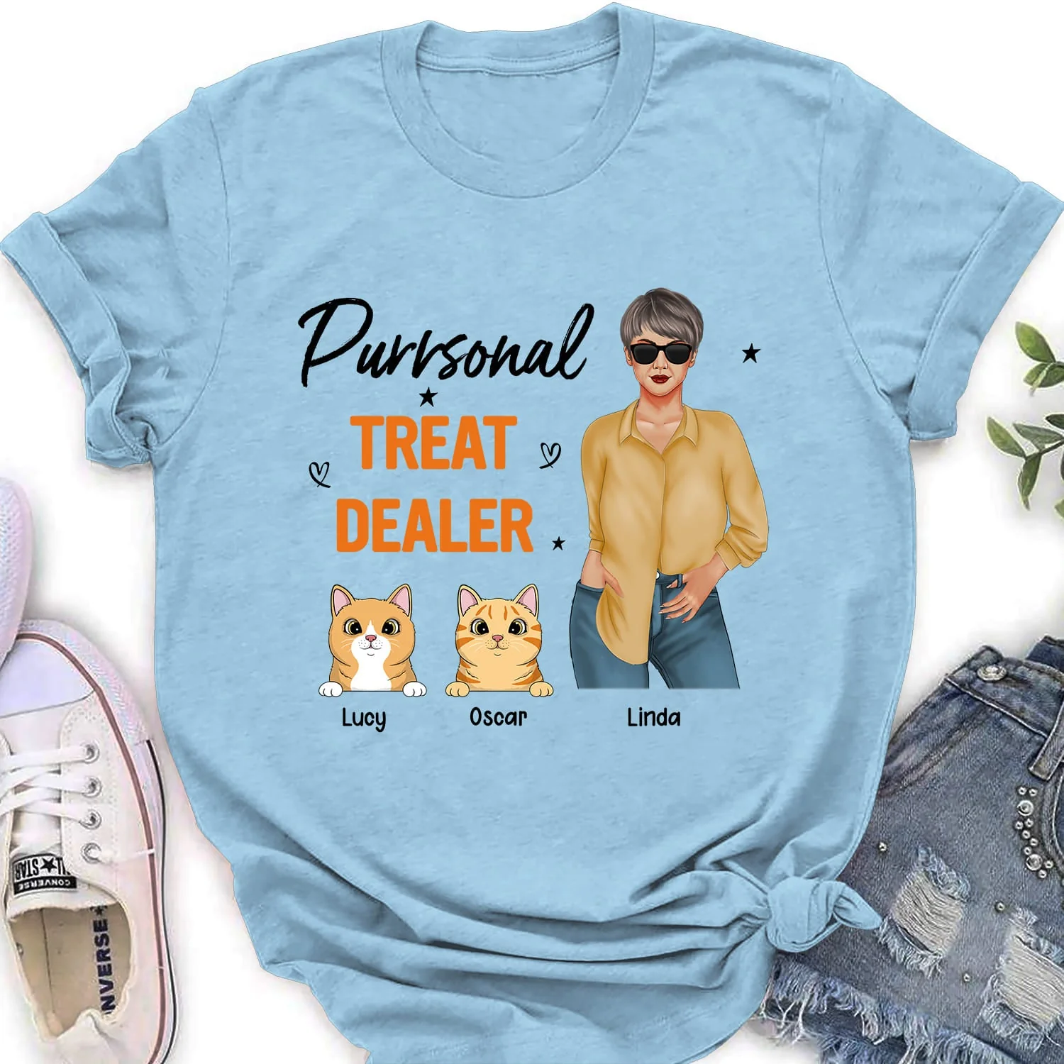 Cat Treat Dealer - Personalized Custom Women's T-shirt - Image 3