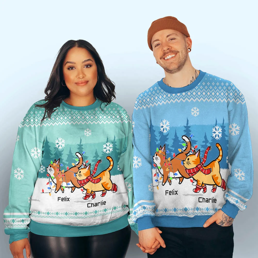 Cat Walking Mint - Personalized Custom All-Over-Print Sweatshirt - Image 5