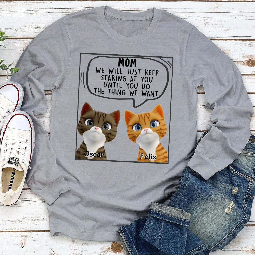 Cat Will Just Keep Staring - Personalized Custom Long Sleeve T-shirt - Image 3