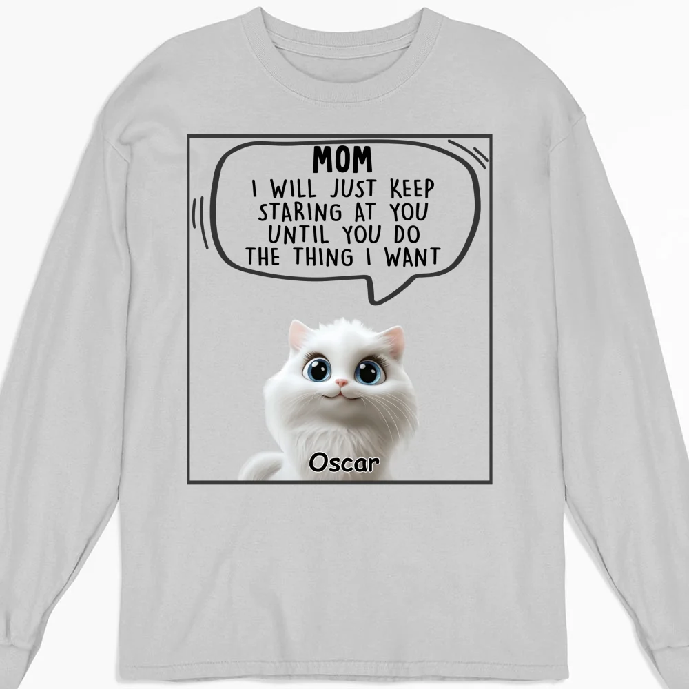 Cat Will Just Keep Staring - Personalized Custom Long Sleeve T-shirt - Image 7