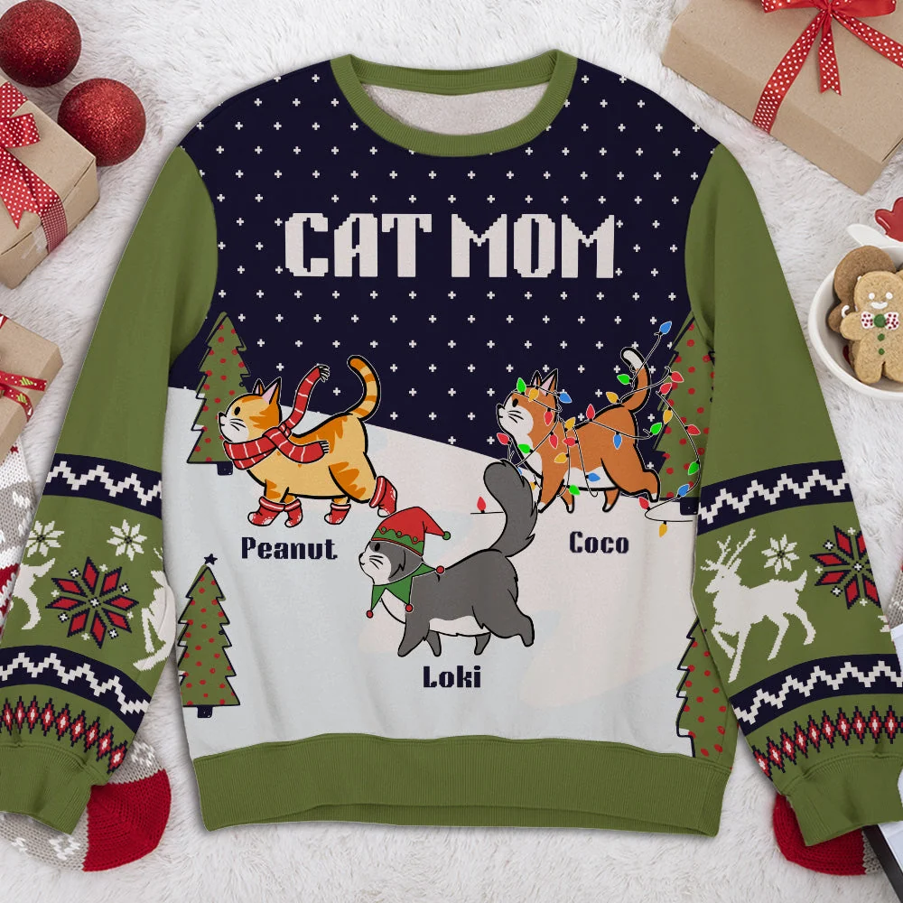Cat Winter Night - Personalized Custom All-Over-Print Sweatshirt - Image 3