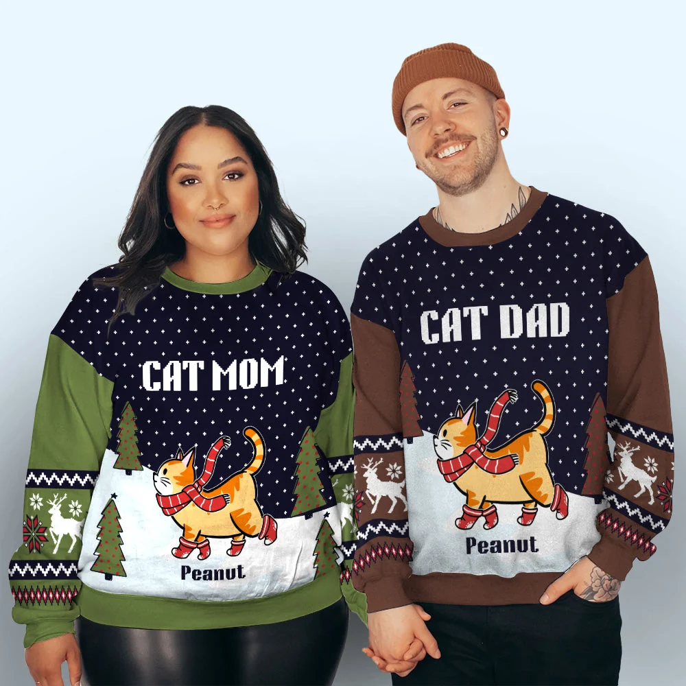 Cat Winter Night - Personalized Custom All-Over-Print Sweatshirt - Image 5