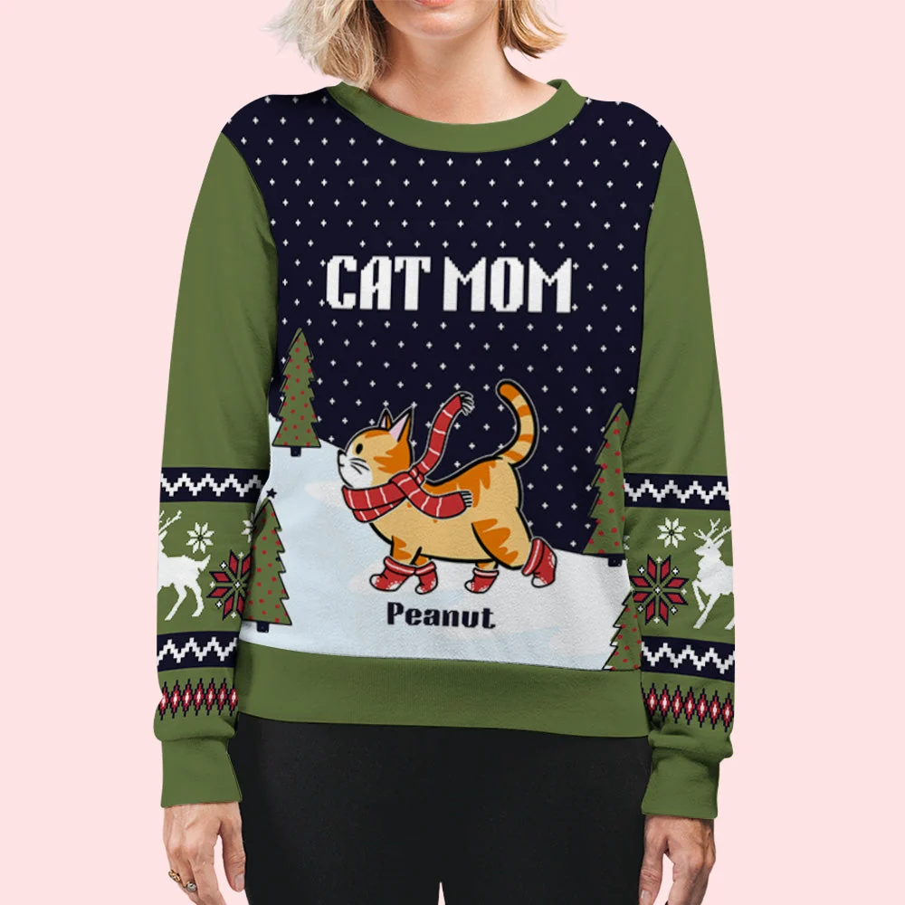 Cat Winter Night - Personalized Custom All-Over-Print Sweatshirt - Image 6