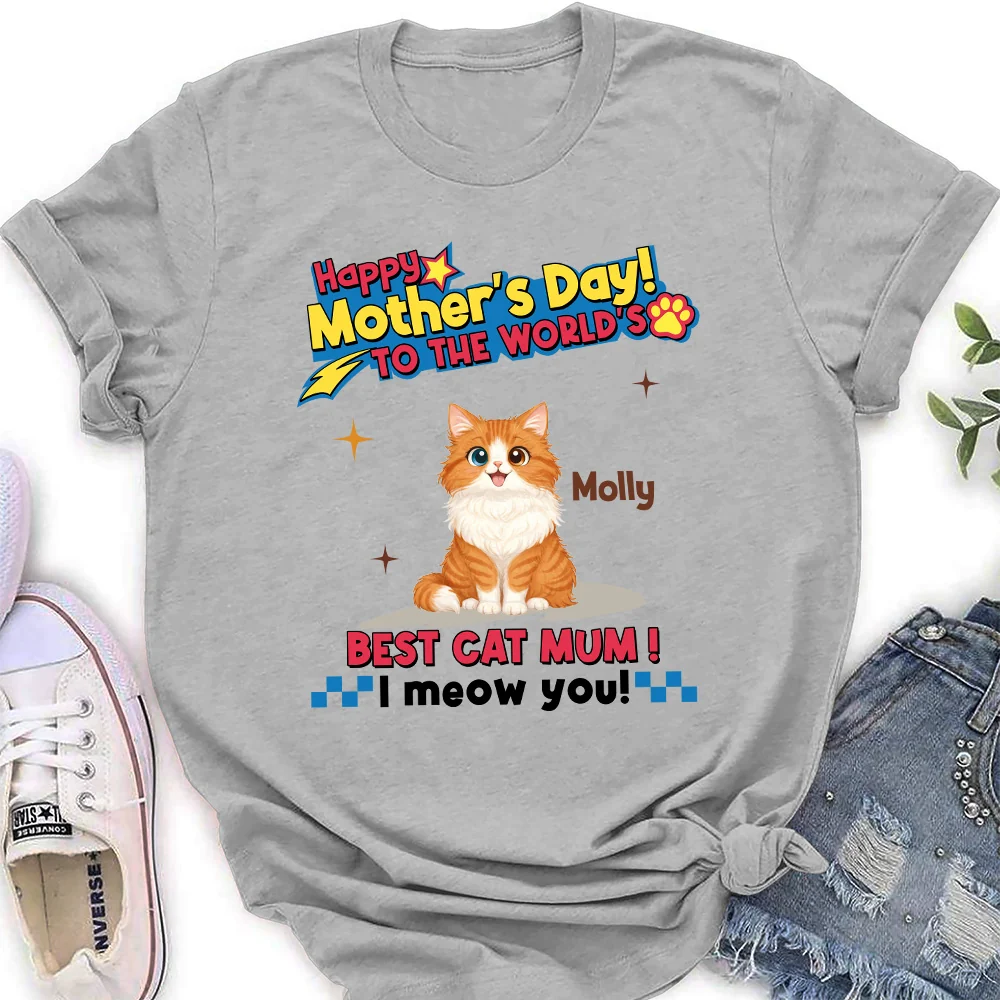 Cats Mom Forever - Personalized Custom Women's T-shirt - Image 4