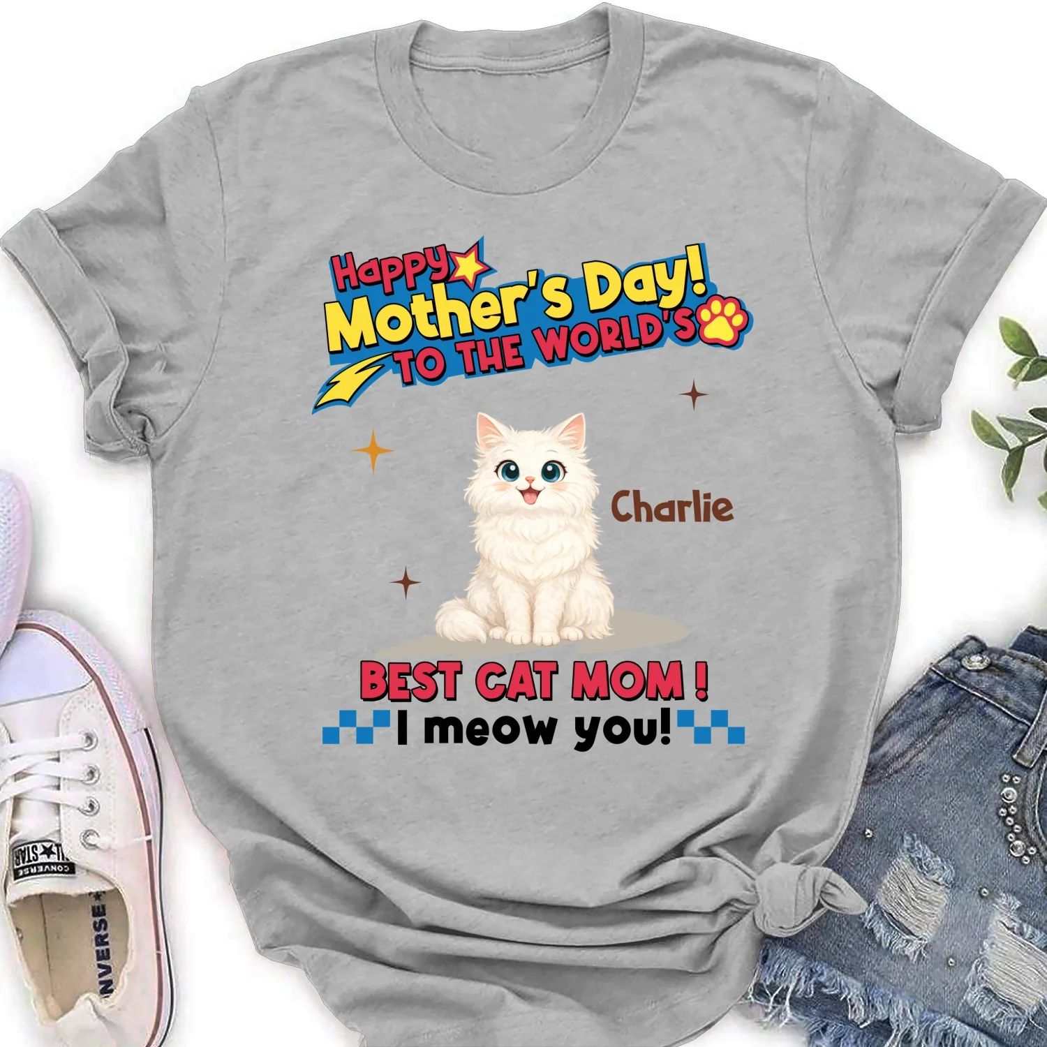 Cats Mom Forever - Personalized Custom Women's T-shirt - Image 6