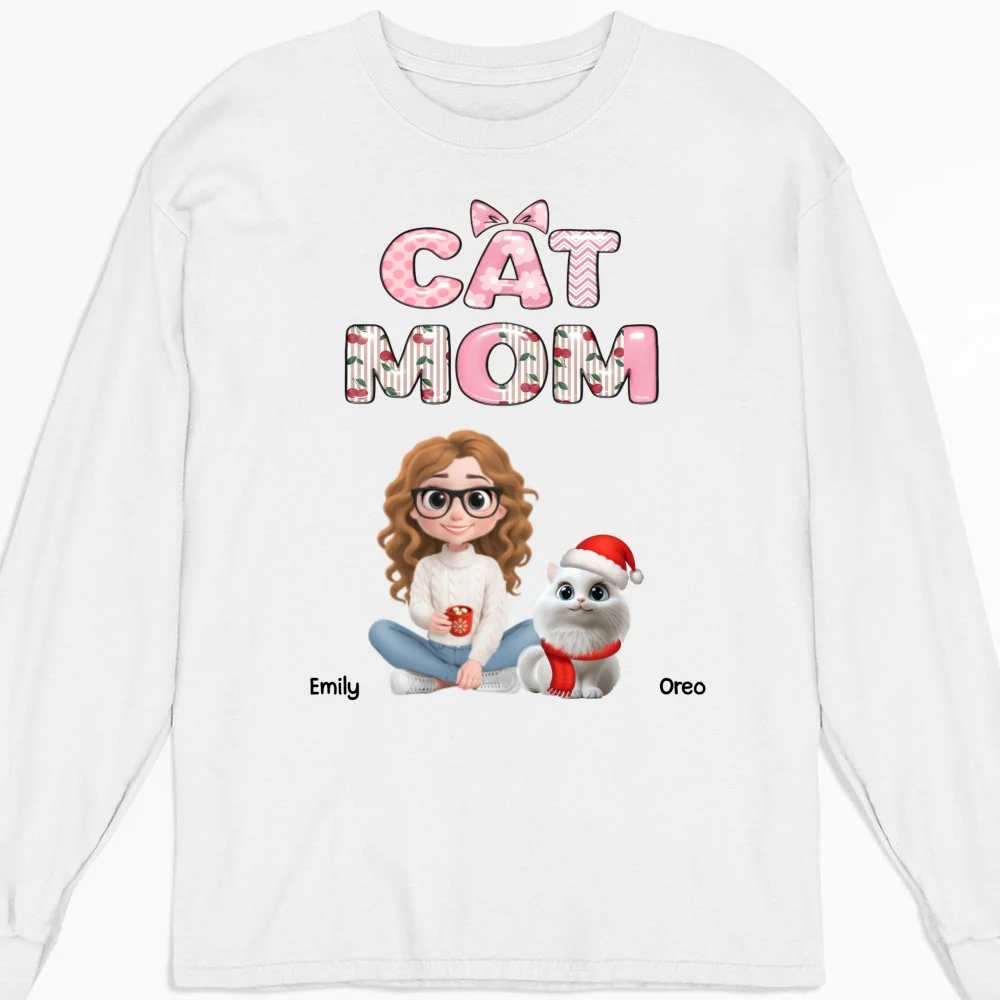 Cherry On Top Of Cats - Personalized Custom Long Sleeve T-shirt - Image 5