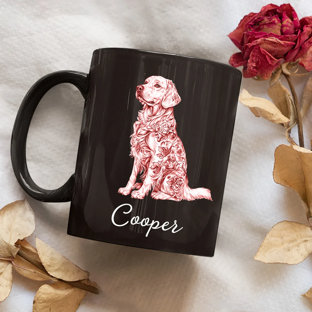 Chinoiserie Toile Dog - Personalized Custom Coffee Mug - Image 2