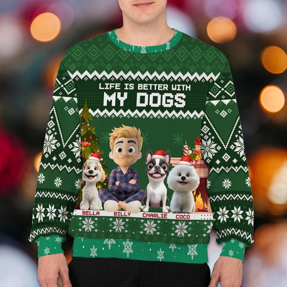 Chistmas Is Better With My Dogs - Personalized Custom All-Over-Print Sweatshirt - Image 4