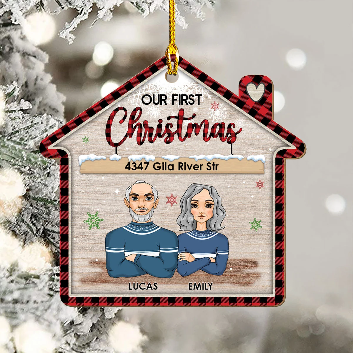 Christmas At Our Home - Personalized Custom 1-layered Wood Ornament - Image 3