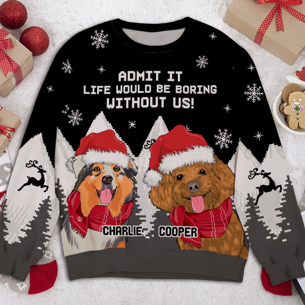 Christmas Boring Without Us - Personalized Custom All-Over-Print Sweatshirt - Image 2