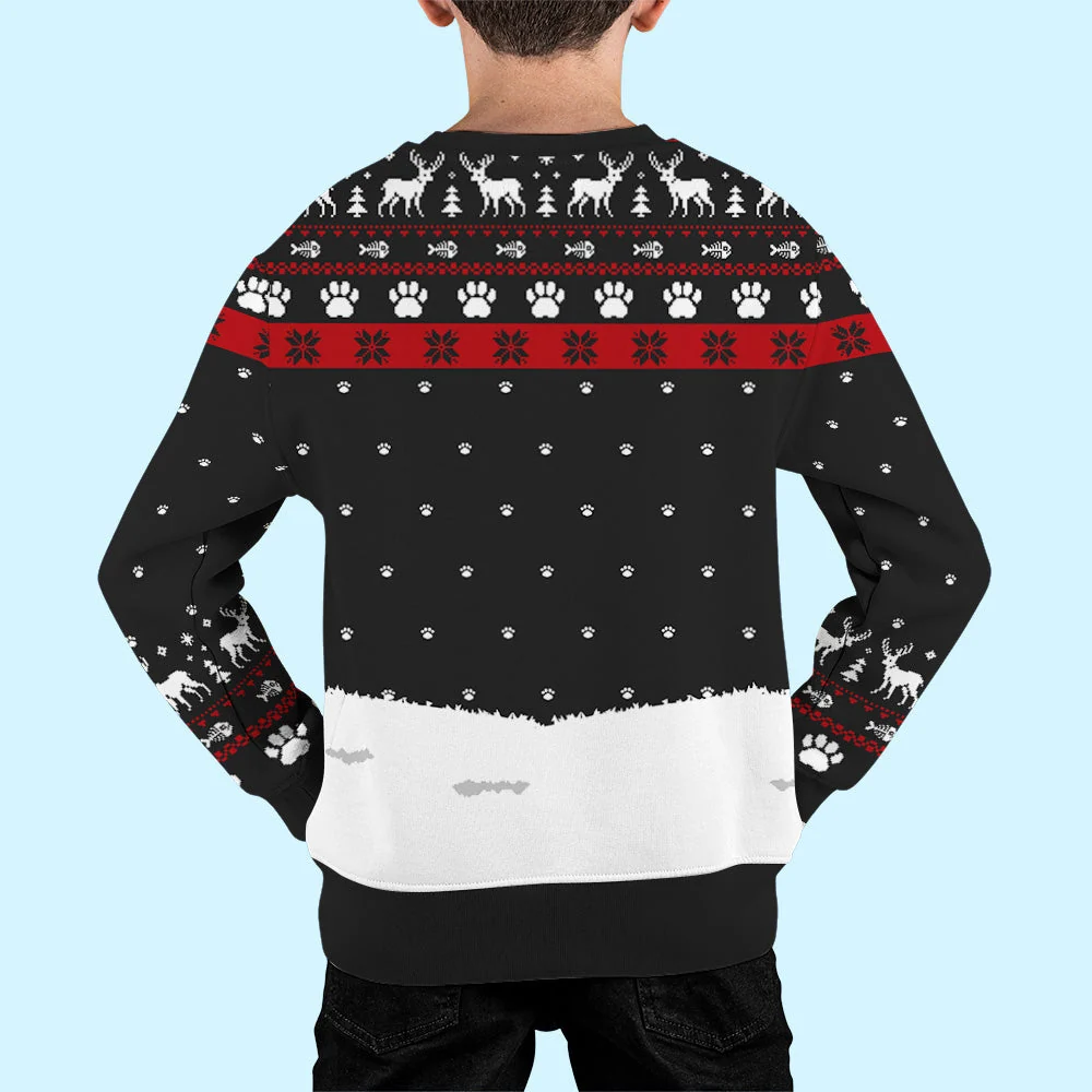Christmas Cat Walking - Personalized Custom Kids All-Over-Print Sweatshirt - Image 5