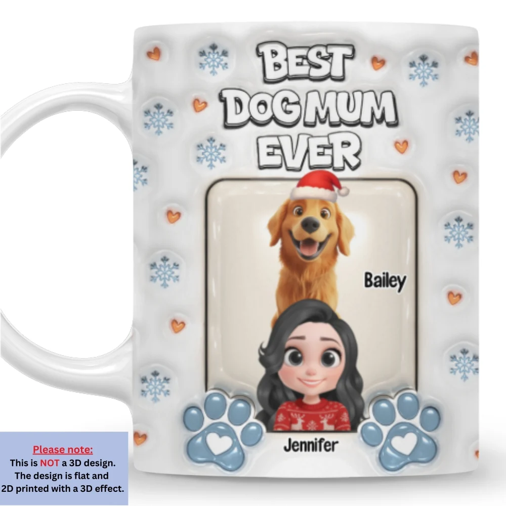 Christmas Day With Dog Mom - Personalized Custom 3D Inflated Effect Mug - Image 9