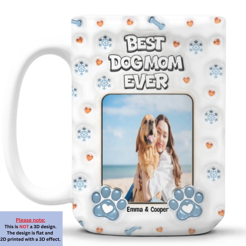 Christmas Day With Dog Mom Photo - Personalized Custom 3D Inflated Effect Mug - Image 9