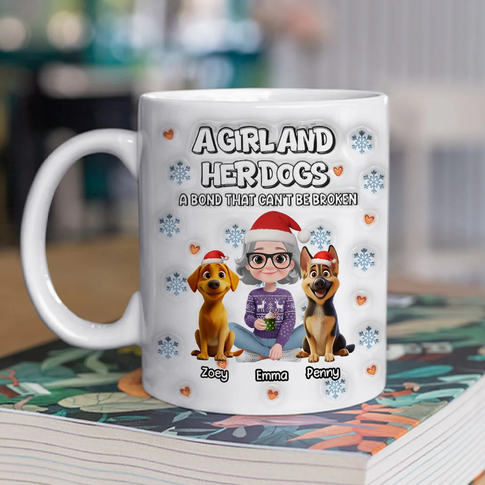 Christmas Day With Dog Mom Ver 2 - Personalized Custom 3D Inflated Effect Mug - Image 2