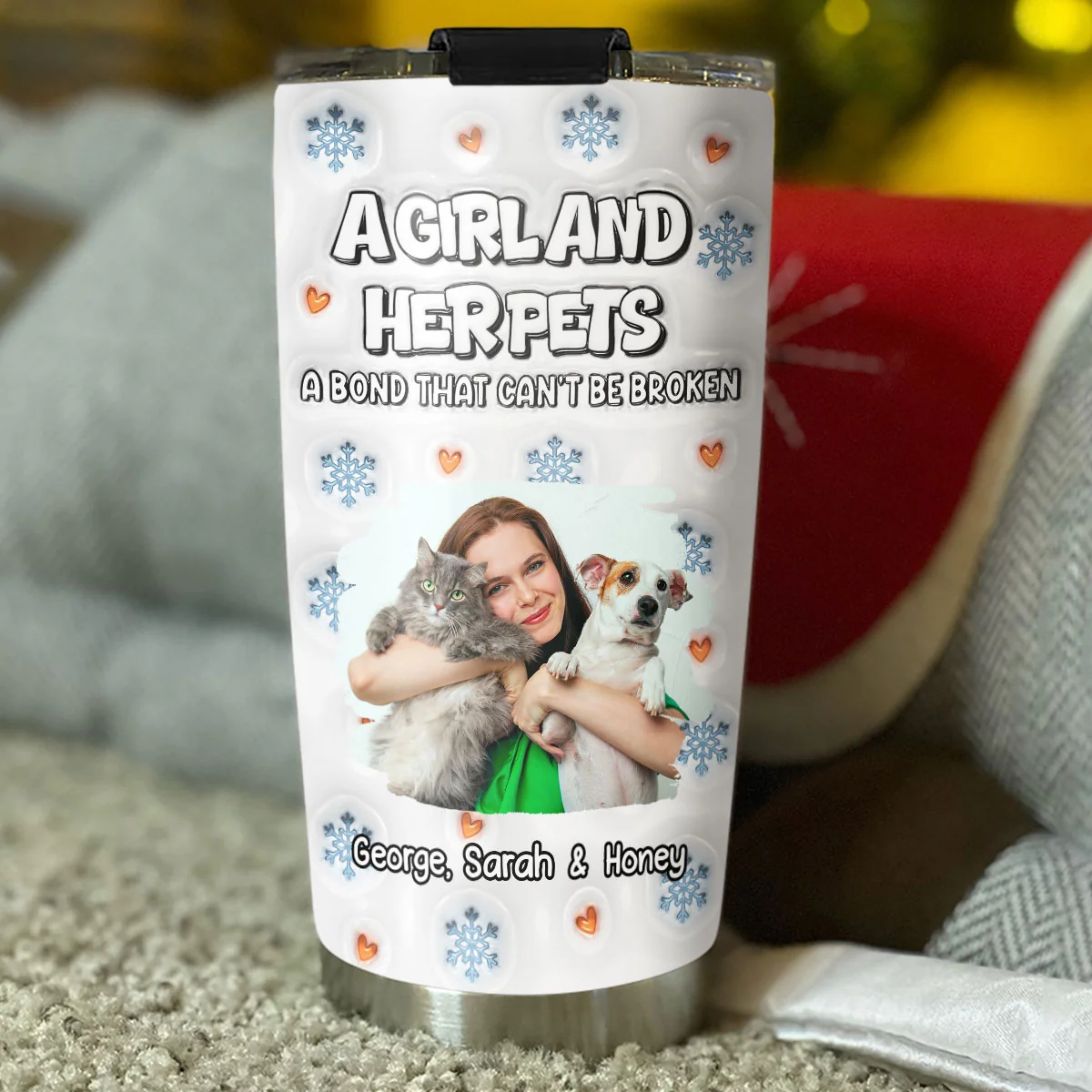 Christmas Day With Fur Mom Ver 2 Photo - Personalized Custom 3D Inflated Effect Tumbler - Image 3