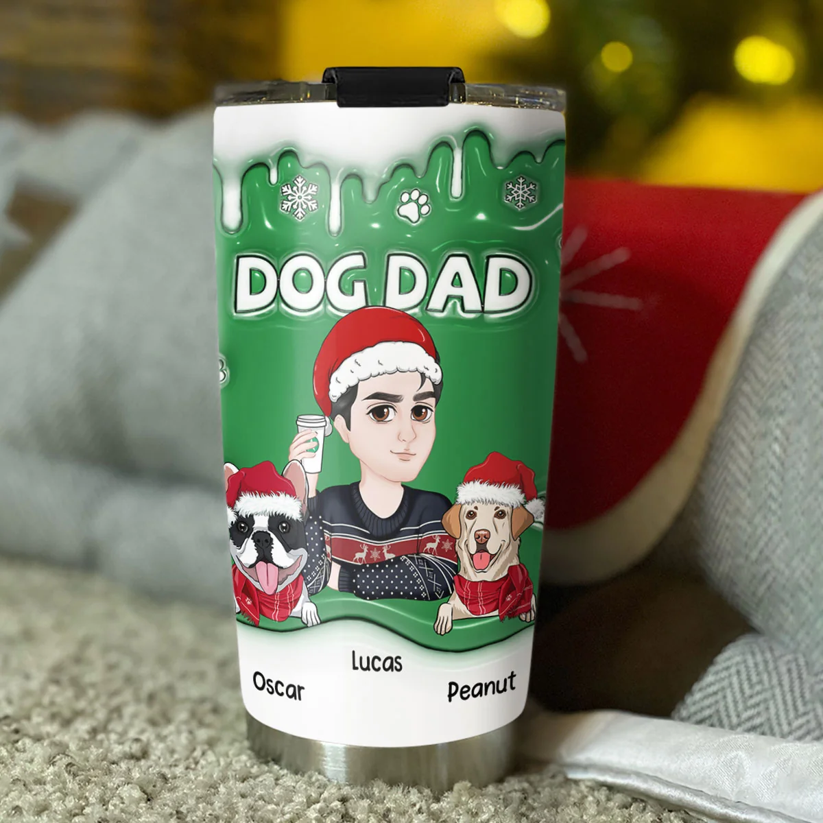 Christmas Mom Dad Of Dogs - Personalized Custom 3D Inflated Effect Tumbler - Image 4