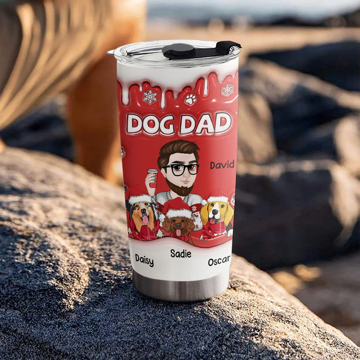 Christmas Mom Of Dogs - Personalized Custom 3D Inflated Effect Tumbler - Image 5