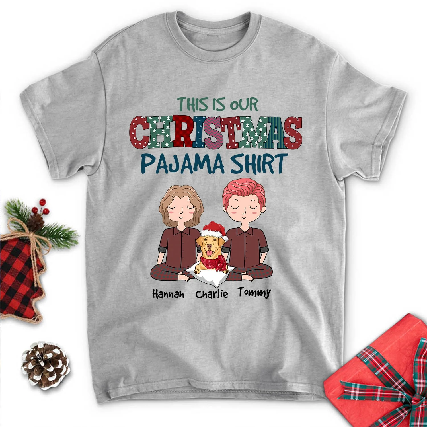 Christmas Pajama Shirt Couple - Personalized Custom Unisex T-shirt