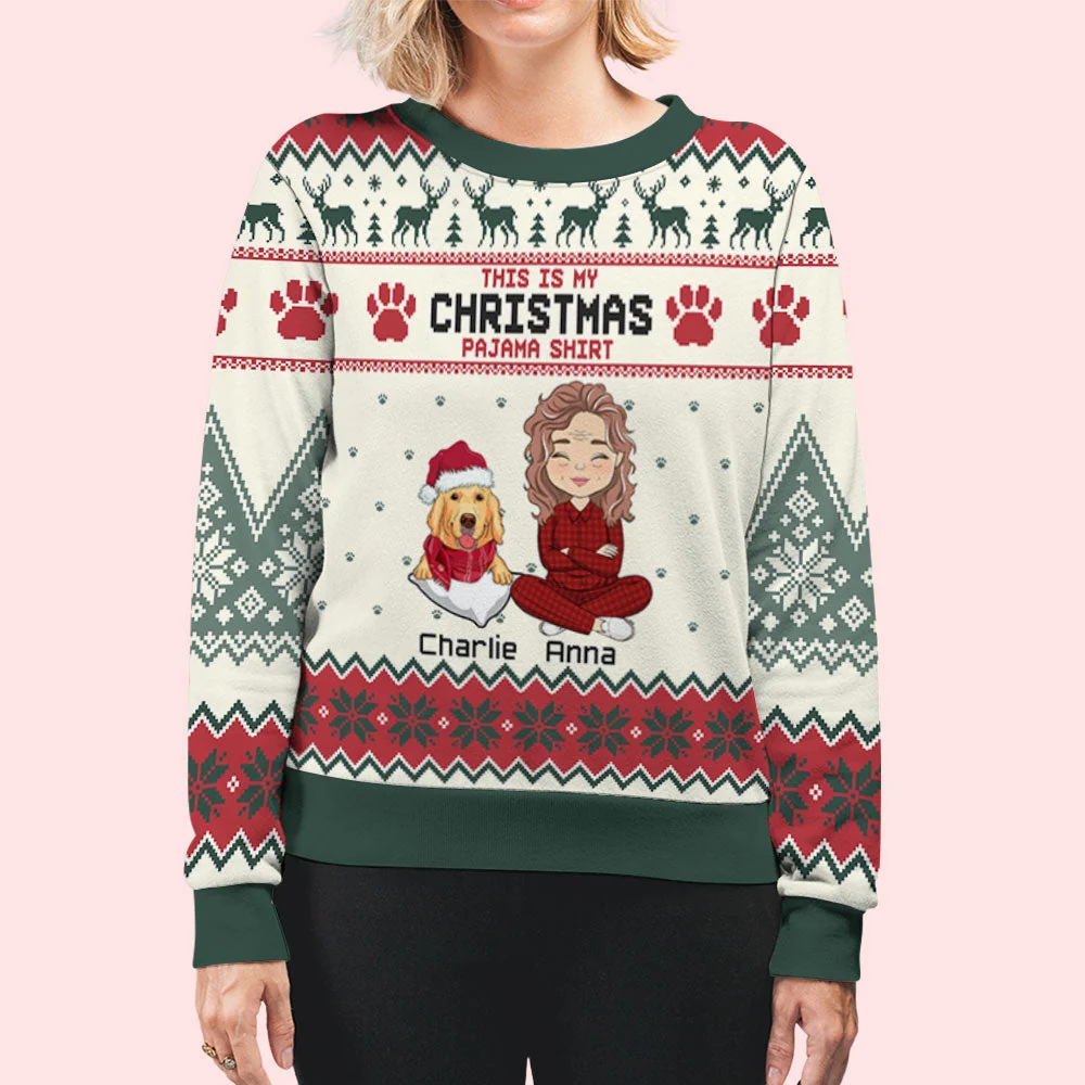 Christmas Pawjama - Personalized Custom All-Over-Print Sweatshirt - Image 5
