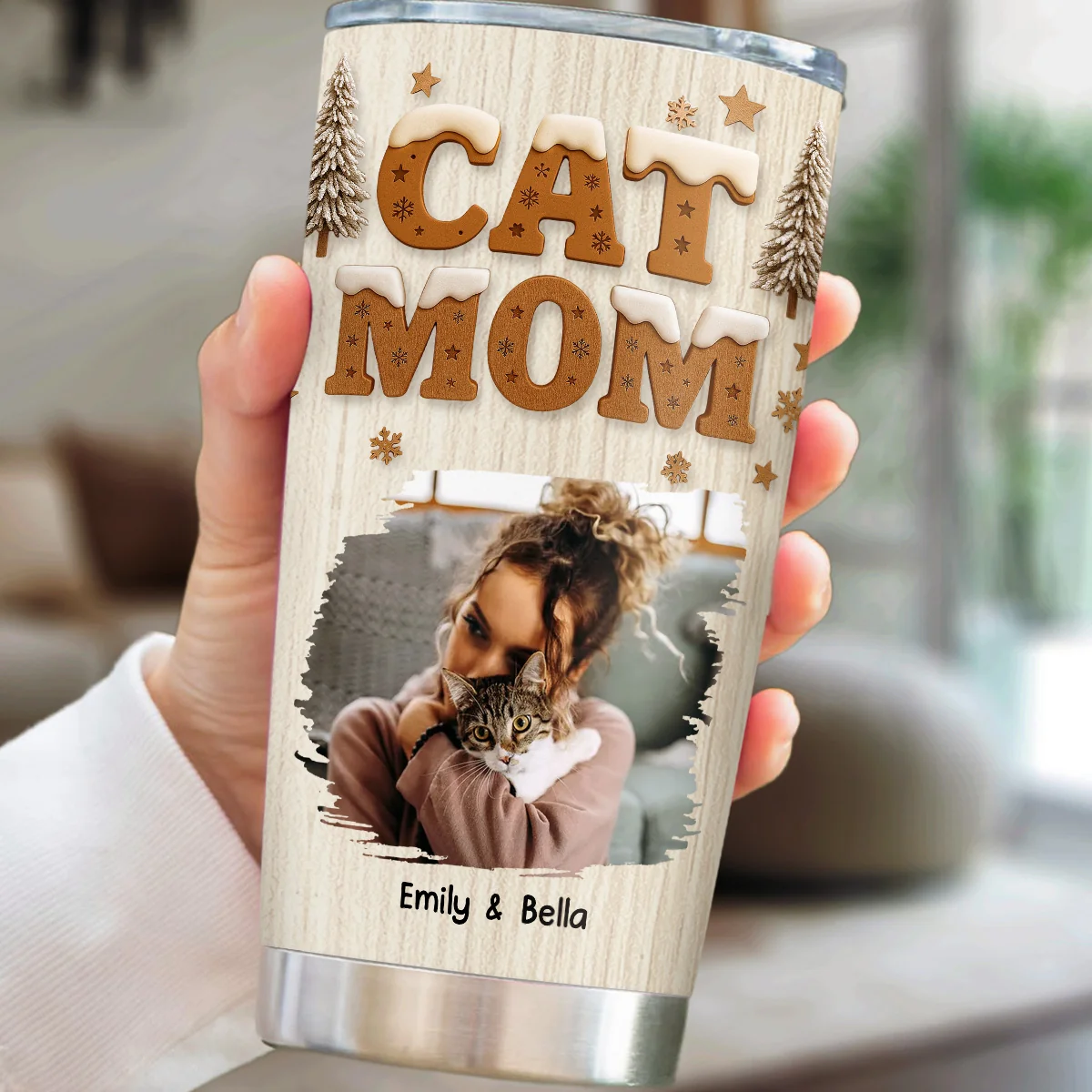 Christmas Snowball Ver Cat Photo - Personalized Custom Tumbler - Image 2