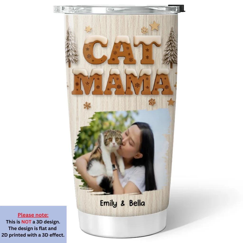 Christmas Snowball Ver Cat Photo - Personalized Custom Tumbler - Image 3