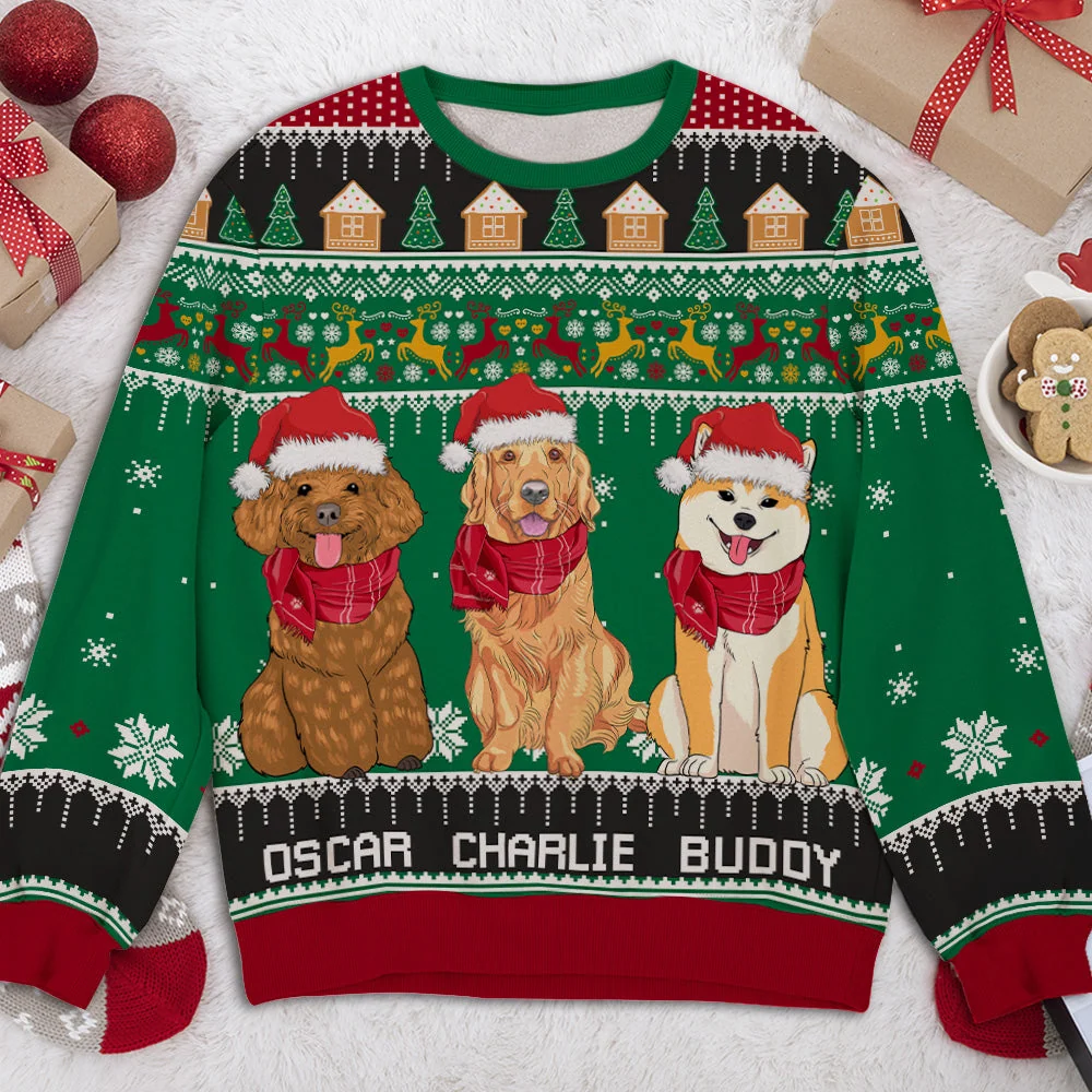 Christmas With Dogs - Personalized Custom All-Over-Print Sweatshirt - Image 2
