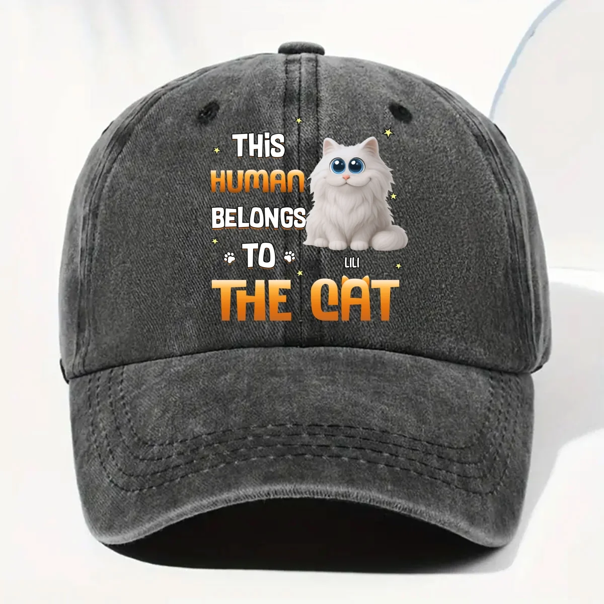 Chunky Funny Cartoon Cap - Personalized Custom Vintage Washed Denim Cap - Image 7