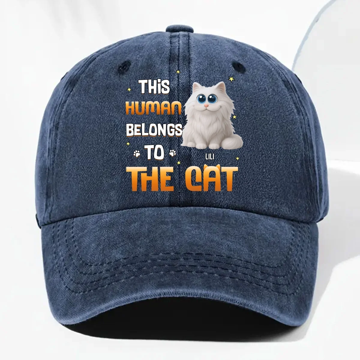 Chunky Funny Cartoon Cap - Personalized Custom Vintage Washed Denim Cap - Image 9