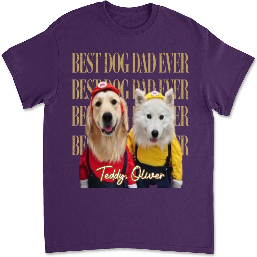 Classic Retro Dog Dad Ever Photo - Personalized Custom Shirt - Image 11