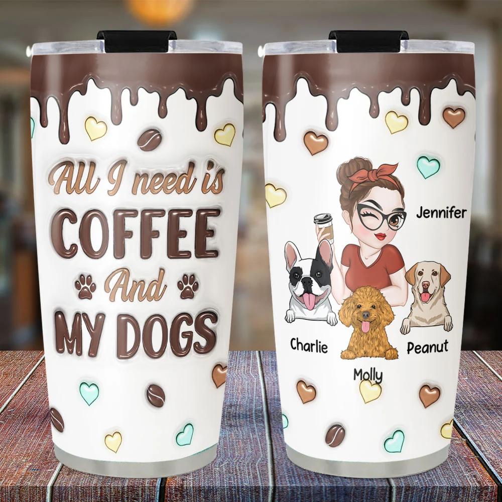 Coffee And Dog - Personalized Custom 3D Inflated Tumbler - Image 4
