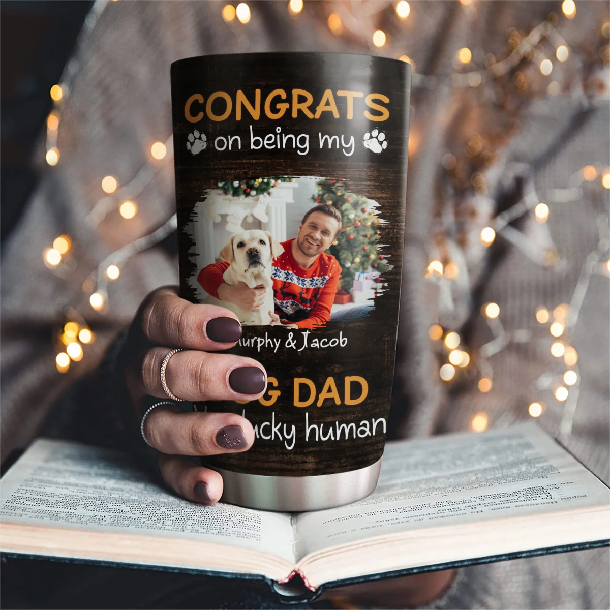 Congrats On Being Our Dad Cartoon Photo - Personalized Custom Tumbler - Image 2