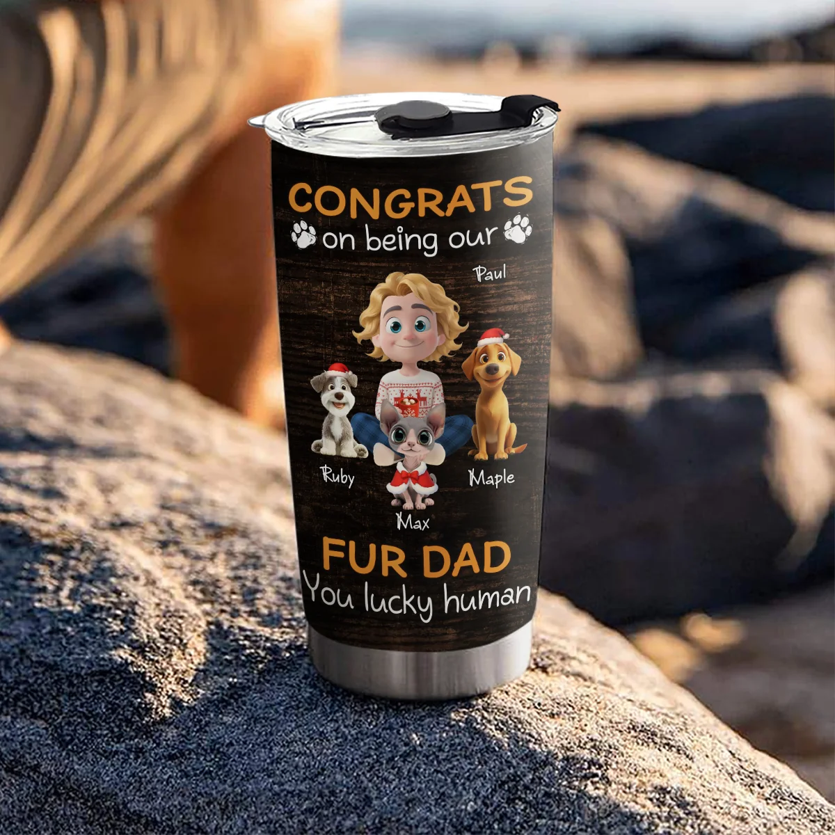 Congrats On Being Our Dad Cartoon Ver Pet - Personalized Custom Tumbler - Image 4