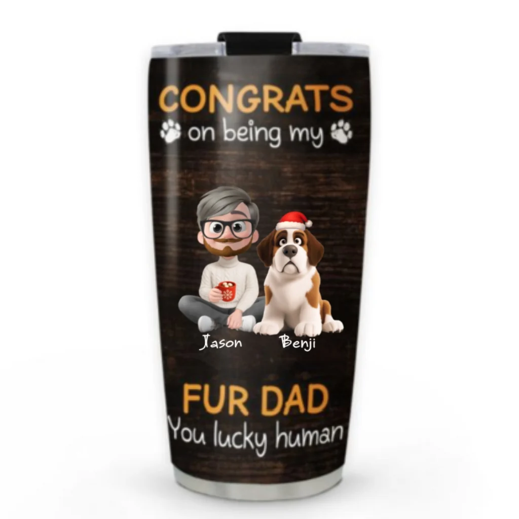 Congrats On Being Our Dad Cartoon Ver Pet - Personalized Custom Tumbler - Image 5