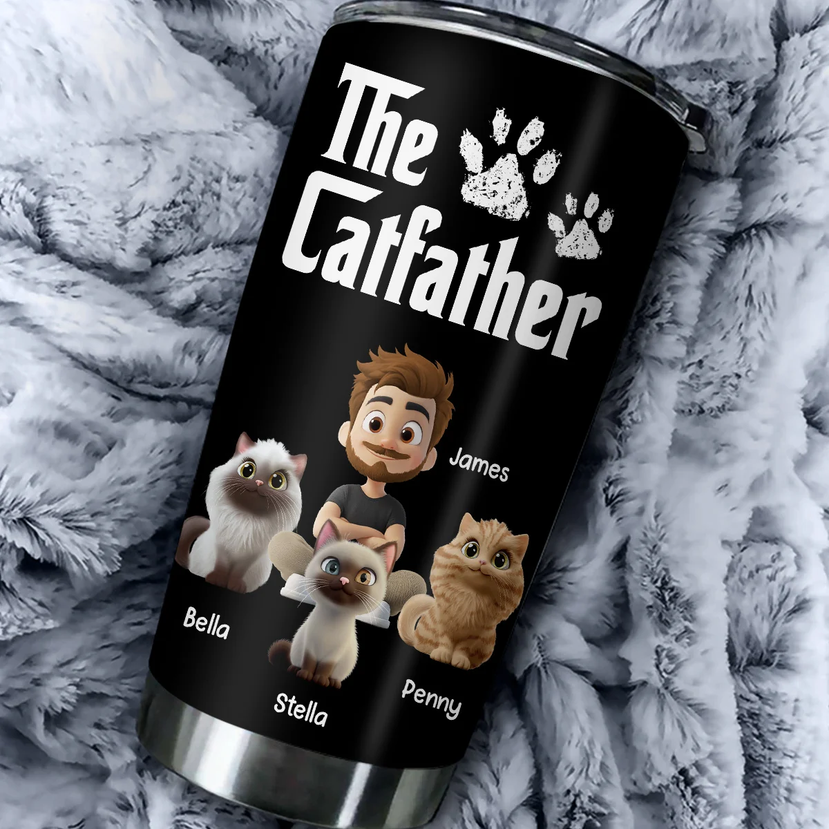 Cool Cat Father - Personalized Custom Tumbler - Image 4