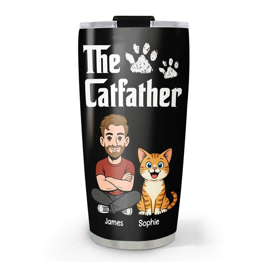 Cool Cat Father Ver Retro - Personalized Custom Tumbler
