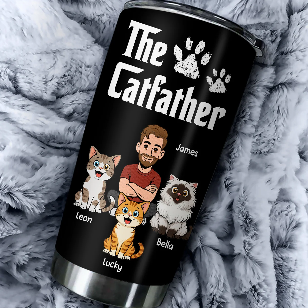 Cool Cat Father Ver Retro - Personalized Custom Tumbler - Image 4