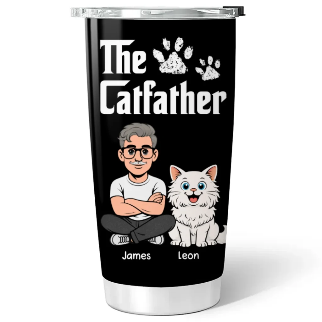 Cool Cat Father Ver Retro - Personalized Custom Tumbler - Image 6