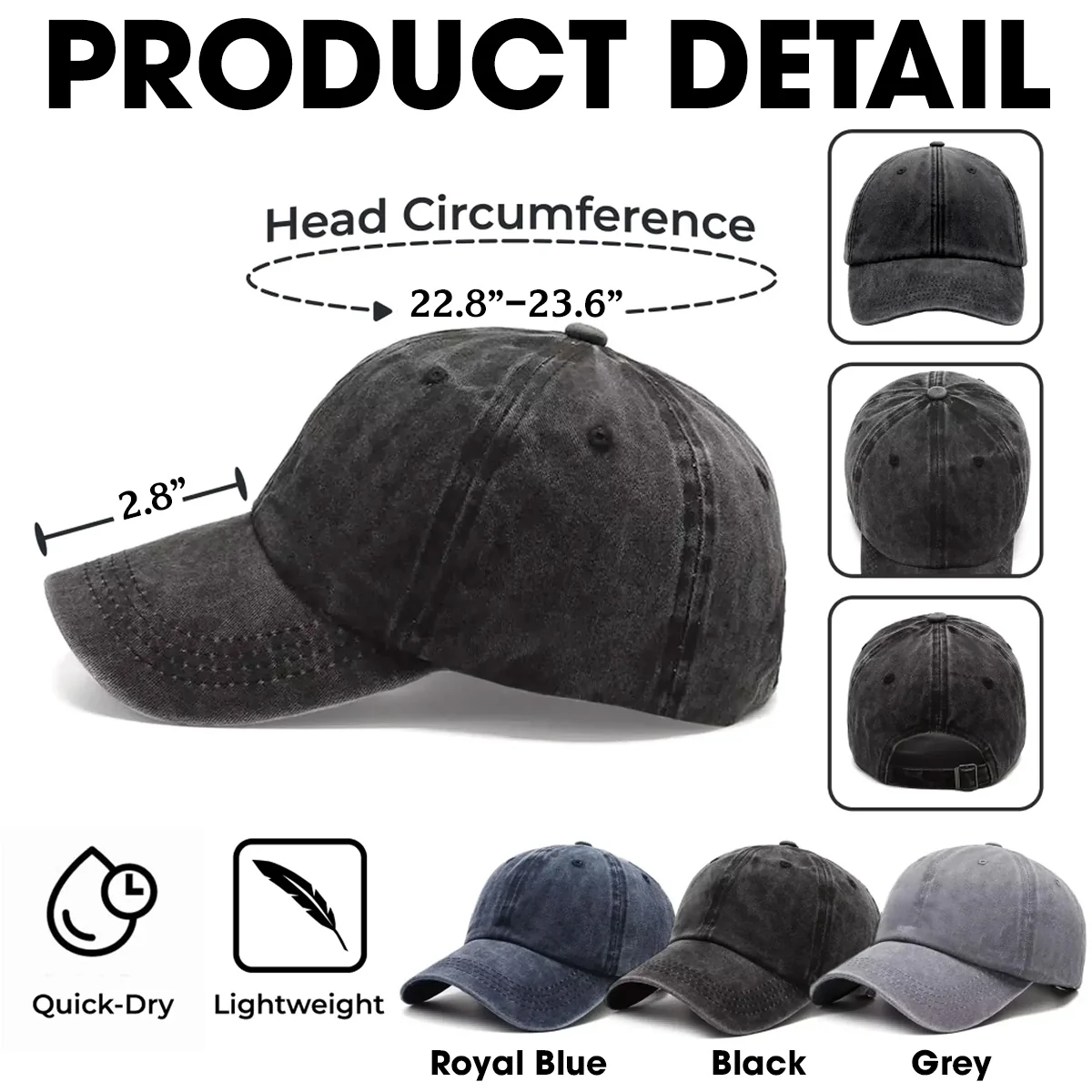 Cool Dog Father Vintage Photo - Personalized Custom Vintage Washed Denim Cap - Image 3