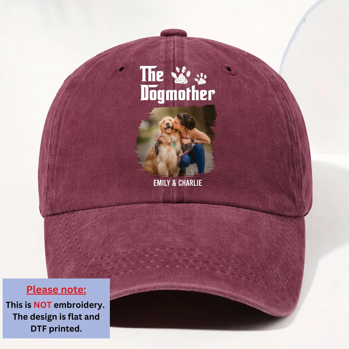 Cool Dog Mother Retro Photo - Personalized Custom Vintage Washed Denim Cap - Image 8