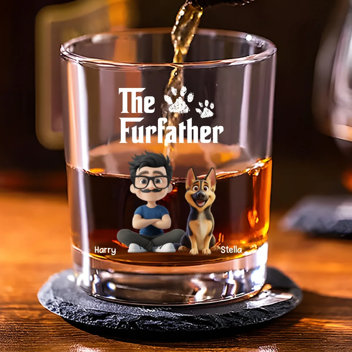 Cool Pet Father - Personalized Custom Whiskey Glass - Image 4